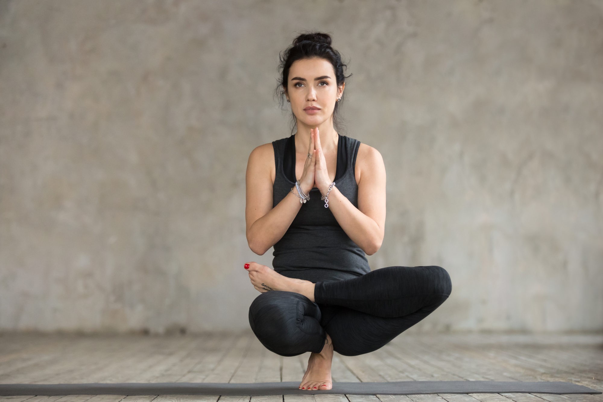 Half Lotus Toe Balance Pose - Padangustha Padma Utkatasana